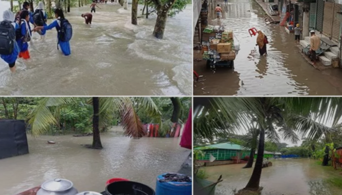 টানা বৃষ্টিতে পানির নিচে নোয়াখালী