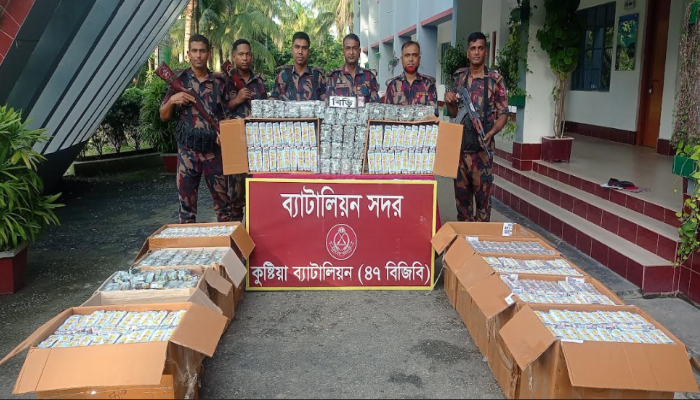 কুষ্টিয়ায় আট লক্ষ টাকার ব্যান্ডরোলযুক্ত নকল বিড়ি জব্দ