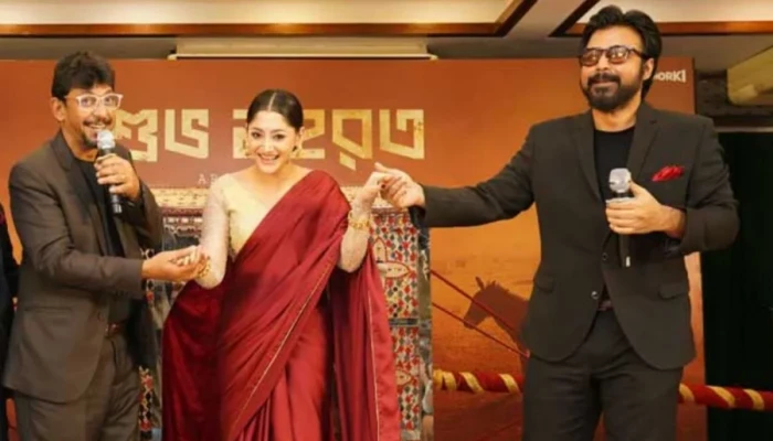 চঞ্চল-নিশোর ‘দমে’ পূজা চেরি, মহরতে এলেন পালকিতে