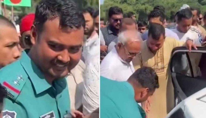 রিজভীর পা ধরে সালাম করে ক্লোজড হলেন ট্রাফিক সার্জেন্ট আরিফুল