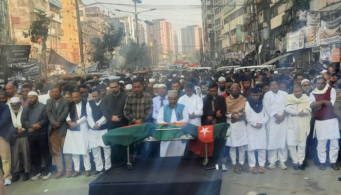 গুলিতে নিহত স্বেচ্ছাসেবক দল নেতা মুছাব্বিরের প্রথম জানাজা অনুষ্ঠিত