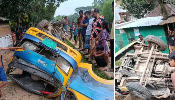 ট্রেনের ধাক্কায় দুমড়ে-মুচড়ে গেলো গরুবাহী পিকআপ
