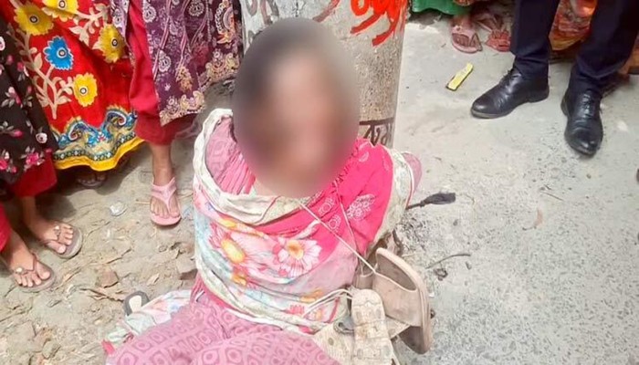 শরীয়তপুরে নারীকে খুঁটিতে বেঁধে নির্যাতন