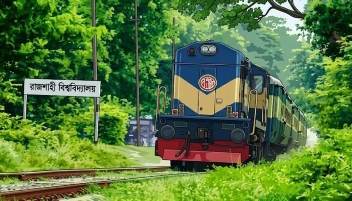 ট্রেনের ছাদ থেকে রাবি রেলস্টেশনে পাথর নিক্ষেপ