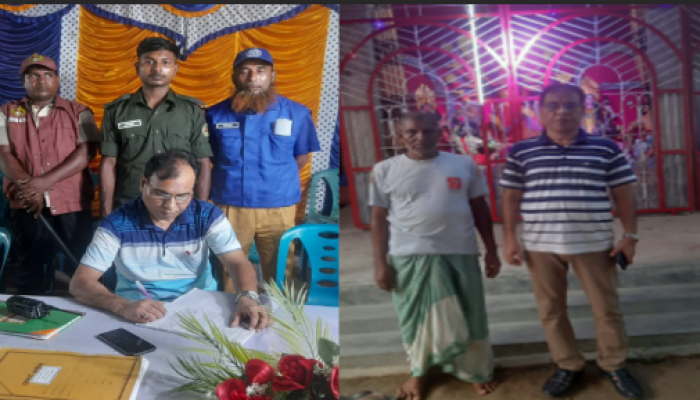 দুর্গাপুরে ২৩ পূজা মণ্ডপে উৎসবের আমেজ, নিরাপত্তায় ২৪ ঘণ্টা মাঠে ওসি পঞ্চনন্দ সরকার